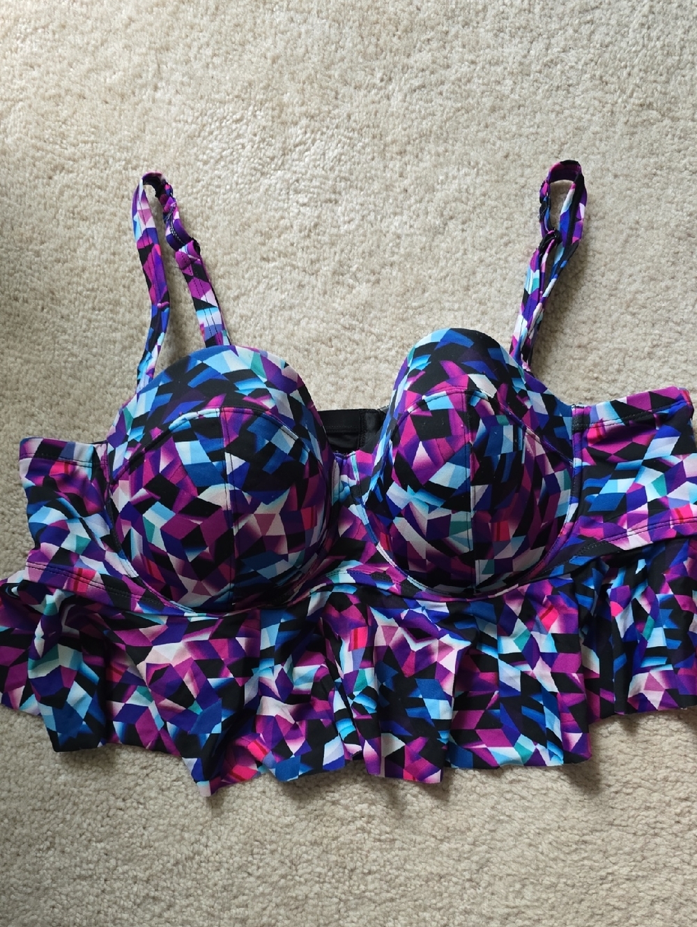 Torrid Purple, Blue & Black Longline Bikini Top Size 3